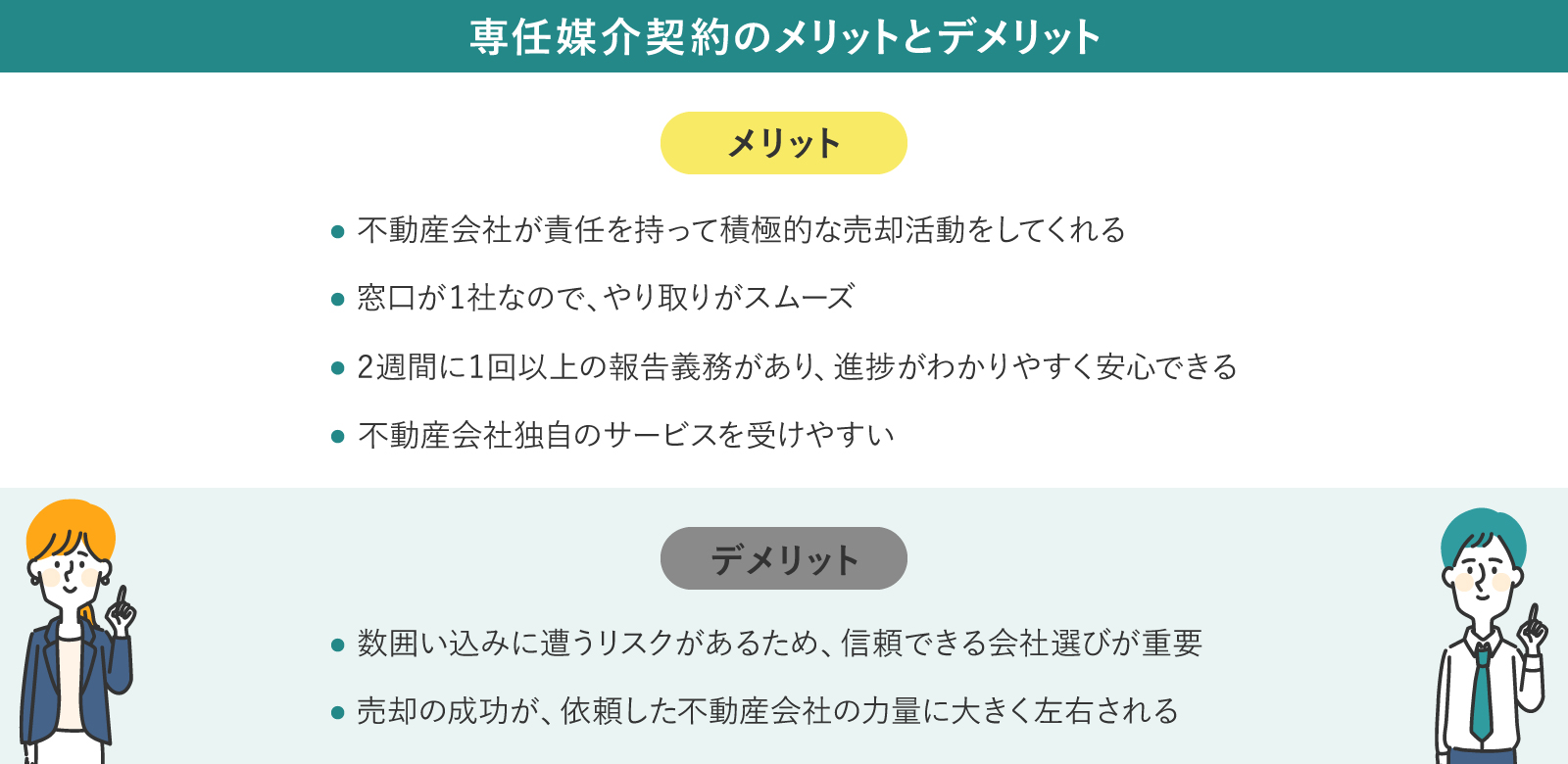 専任媒介契約のメリット・デメリット